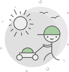 stick figure mowing